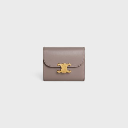 SMALL FLAP WALLER TRIOMPHE IN SHINY CALFSKIN PEBBLE