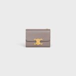 COMPACT WALLET WITH COIN TRIOMPHE IN SHINY CALFSKIN PEBBLE