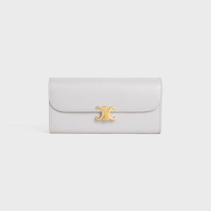 LARGE WALLET TRIOMPHE IN SHINY CALFSKIN CLOUDY GREY