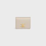TRIOMPHE COMPACT WALLET IN SHINY CALFSKIN LIGHT STONE