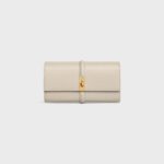 LARGE WALLET 16 IN SATINATED CALFSKIN LIGHT STONE
