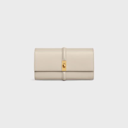 LARGE WALLET 16 IN SATINATED CALFSKIN LIGHT STONE