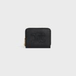 COMPACT ZIPPED WALLET CUIR TRIOMPHE IN SMOOTH CALFSKIN BLACK
