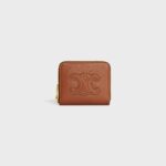 COMPACT ZIPPED WALLET CUIR TRIOMPHE IN SMOOTH CALFSKIN TAN