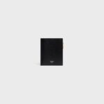 COMPACT WALLET TRIOMPHE CHARMS IN SHINY CALFSKIN BLACK