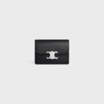 CARD HOLDER WITH FLAP TRIOMPHE IN SHINY CALFSKIN BLACK