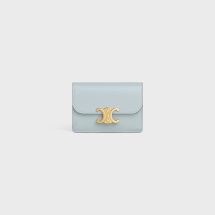 CARD HOLDER WITH FLAP TRIOMPHE IN SHINY CALFSKIN