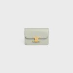 CARD HOLDER WITH FLAP TRIOMPHE IN SHINY CALFSKIN LIGHT CLAY