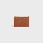 ZIPPED CARD HOLDER CUIR TRIOMPHE IN SHINY CALFSKIN TAN