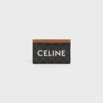 CARD HOLDER IN TRIOMPHE CANVAS WITH CELINE PRINT TAN
