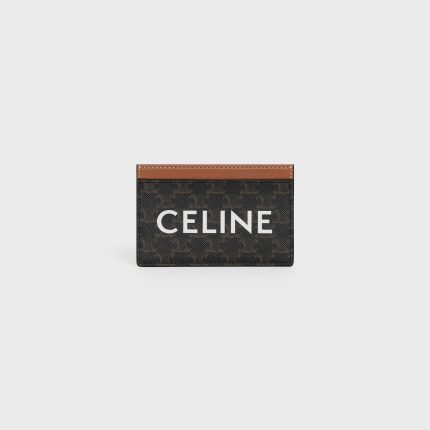 CARD HOLDER IN TRIOMPHE CANVAS WITH CELINE PRINT TAN