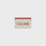 CARD HOLDER IN TRIOMPHE CANVAS WITH CELINE PRINT WHITE/TAN