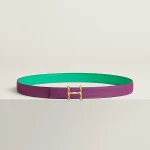 H Torsade belt buckle & Reversible leather strap 24 mm