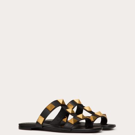 FLAT ROMAN STUD CALFSKIN SLIDE SANDAL