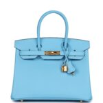 Hermes Birkin 30 Celeste Epsom Gold Hardware