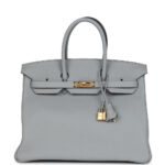 Hermes Birkin 35 Bleu Glacier Togo Gold Hardware