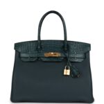 Hermes Birkin 30 Vert Cypress Togo and Matte Alligator Touch Gold Hardware
