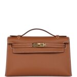 Hermes Kelly Pochette Gold Swift Gold Hardware
