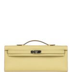 Hermes Kelly Cut Jaune Poussin Epsom Palladium Hardware