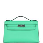 Hermes Kelly Pochette Vert Comics Swift Palladium Hardware