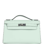 Hermes Kelly Pochette Vert Peppermint Swift Palladium Hardware
