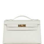 Hermes Kelly Pochette White Swift Gold Hardware