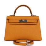Hermes Kelly Sellier 20 Moutarde Chevre Palladium Hardware