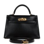 Hermes Kelly Sellier 20 Black Box Gold Hardware