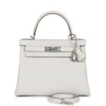 Hermes Kelly Retourne 28 Gris Pale Togo Palladium Hardware