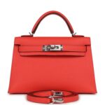 Hermes Kelly Sellier 20 Red Field Epsom Palladium Hardware