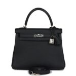 Hermes Kelly Retourne 25 Black Togo Palladium Hardware