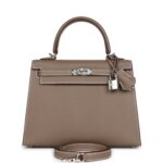 Hermes Kelly Sellier 25 Etoupe Epsom Palladium Hardware