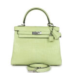 Hermes Kelly Retourne 25 Jaune Bourgeon Matte Alligator Palladium Hardware