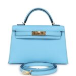Hermes Kelly Sellier 20 Celeste Epsom Gold Hardware