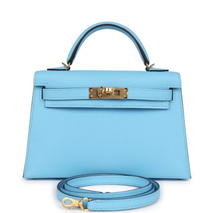 Hermes Kelly Sellier 20 Celeste Epsom Gold Hardware