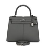 Hermes Kelly Sellier 25 Gris Meyer Swift Palladium Hardware