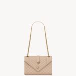 YSL Envelope Medium in Quilted Grain De Poudre Embossed Leather