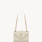 YSL Envelope Medium in Quilted Grain De Poudre Embossed Leather