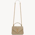 YSL College Medium in Quilted Suede