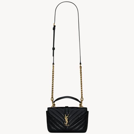 YSL College Mini Chain Bag in Shiny Crackled Leather