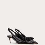 ROCKSTUD BOW SLINGBACK PUMP IN PATENT LEATHER WITH MATCHING STUDS 60MM
