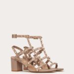 ROCKSTUD CALFSKIN ANKLE STRAP SANDAL 60 MM