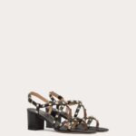 ROCKSTUD CALFSKIN SANDAL WITH STRAPS 60MM