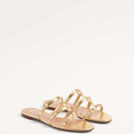 ROCKSTUD LAMINATED NAPPA SLIDE SANDAL