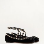 ROCKSTUD VELVET BALLERINA