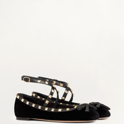 ROCKSTUD VELVET BALLERINA