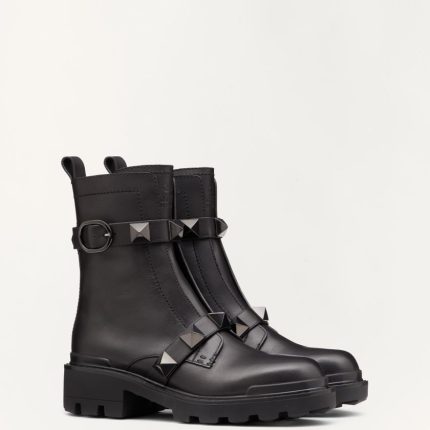 ROMAN STUD CALFSKIN COMBAT BOOT WITH TONAL STUDS 40MM