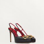 VLOGO SIGNATURE CALFSKIN SLINGBACK PLATFORM PUMP 120MM