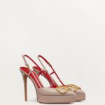 VLOGO SIGNATURE CALFSKIN SLINGBACK PLATFORM PUMP 120MM
