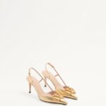 VLOGO SIGNATURE SLINGBACK PUMP IN LAMINATED NAPPA LEATHER 80MM